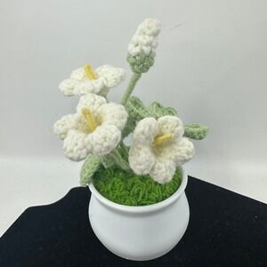 Unbranded Crochet Flower Pot  White Lily Clover Handmade Decor 2438